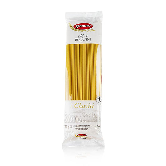 Granoro Bucatini, lange dünne Makkaroni, No11, 500 g - hochwertige italienische Qualitätspasta für traditionelle Gerichte