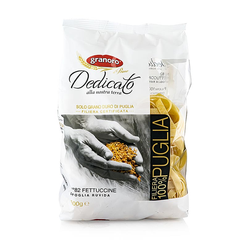 Granoro Fettuccine, breite Bandnudelnester, No82, 500 g - Italienische Pasta aus Hartweizengrieß, ohne Eier, ideal zu allen Nudelsaucen, Kochzeit 6-10 Minuten
