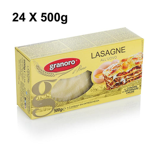 Granoro Lasagne mit Ei, 82 x 60 x 1mm, No120, 6 kg, 12 x 500g - Teigplatten aus bestem Hartweizengrieß und Eiern, ideal zur Herstellung von traditioneller italienischer Lasagne