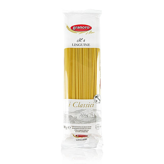 Granoro Linguine, Bandnudel, 2mm, No4, 500 g - Schmalste italienische Bandnudeln, hergestellt aus bestem Hartweizengrieß, ohne Eier