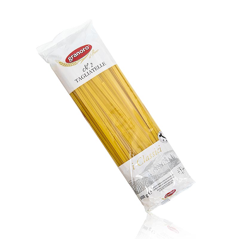 Granoro Tagliatelle, gerade Bandnudel, 5mm, No2, 500 g - Italienische Pasta aus bestem Hartweizengrieß, ohne Eier, perfekt für verschiedene Saucen-Typen geeignet