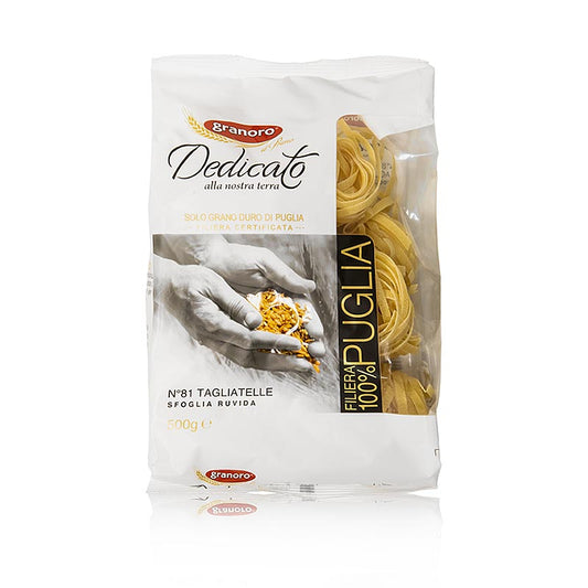 Granoro Tagliatelle, 6mm, Bandnudelnester No81, 500 g - Breite 5 mm, italienische Standardform, aus Hartweizengrieß ohne Eier