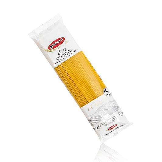 500 g Packung Granoro Vermicelloni, Spaghetti, 2mm, No12 aus Hartweizengrieß, ohne Eier, hergestellt in Italien