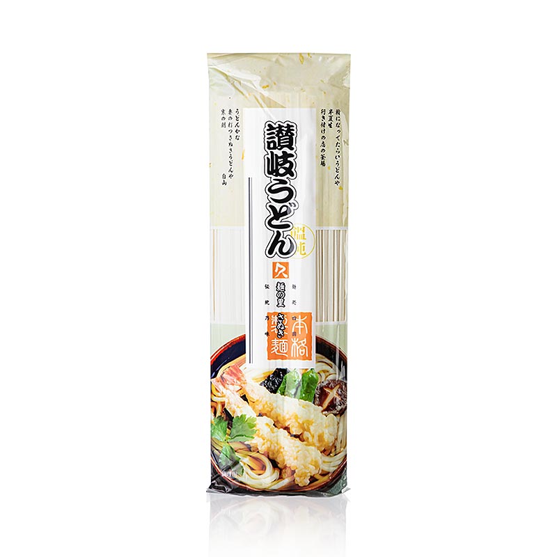 Udon Nudeln - Weizennudeln, hell, flach, 3mm, ca 24cm lang, Kubota, 250 g: Dicke Weizennudeln, traditionell in der japanischen Küche für Suppen und Eintöpfe verwendet, können auch gebraten als Beilage zu asiatischen Gerichten gereicht werden