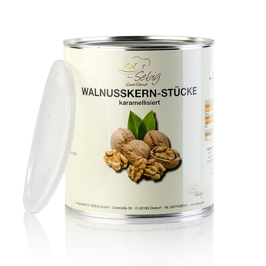 Geröstete und karamellisierte Walnusskern-Stücke, ideal für Eis, Gebäck, Marmelade und Pralinenherstellung