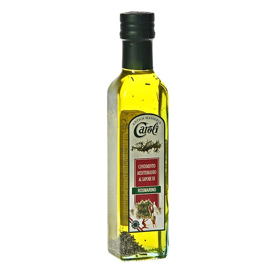 Natives Olivenöl Extra mit Rosmarin aromatisiert, 250 ml - Feiner Geschmack des milden Olivenöls und frisches Aroma von Rosmarin Besonders in Südfrankreich und Italien für Lamm, Geflügel und Wild geschätzt