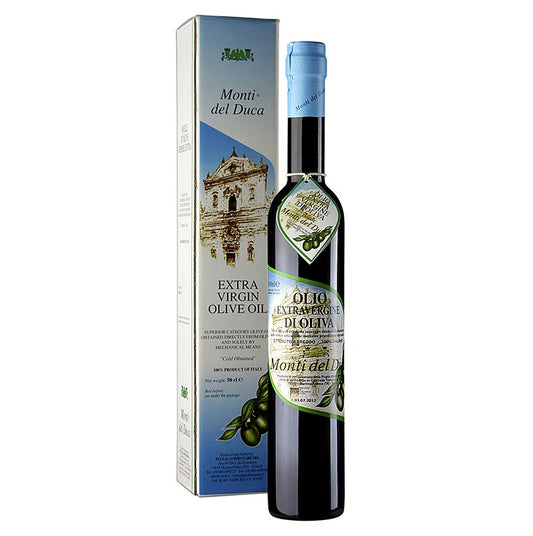 Natives Olivenöl Extra, Caroli Auslese Monti del Duca, zart fruchtig, 500 ml - Feines, fruchtiges Olivenöl perfekt zum Verfeinern von Gerichten Ideal für Hobby- und Profiköche Authentischer italienischer Geschmack
