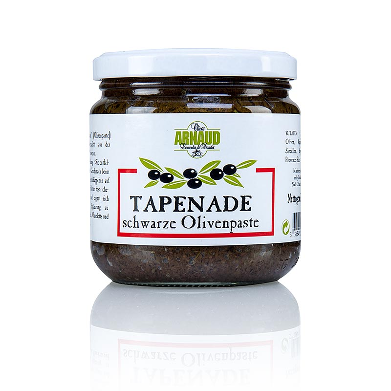 Schwarze Oliven Tapenade Creme mit Kapern, Sardellen und Thymian, ideal zum Würzen von Reis, Fleisch oder Fisch und zum Füllen von Tartelettes, 400 g
