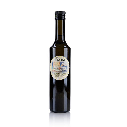 Natives Olivenöl Extra von Ursini mit Zitrone aromatisiert, 500 ml - Hochwertiges Olivenöl mit frischem Zitrusgeschmack, hergestellt durch das Pressen von Zitronenschalen und Oliven, perfekt für Dressings, Marinaden, Fisch- und Fleischgerichte, Pasta und Salate