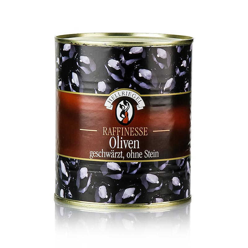 Hellriegel - Olives noires, dénoyautées, noircies, en saumure, 850 g
