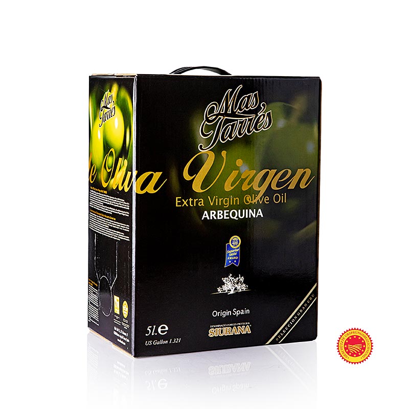 Natives Olivenöl Extra, Mas Tarrés Oliva Verde, Arbequina, DOP/gU Siurana, 5 l - Hochwertiges extra natives Olivenöl aus Spanien