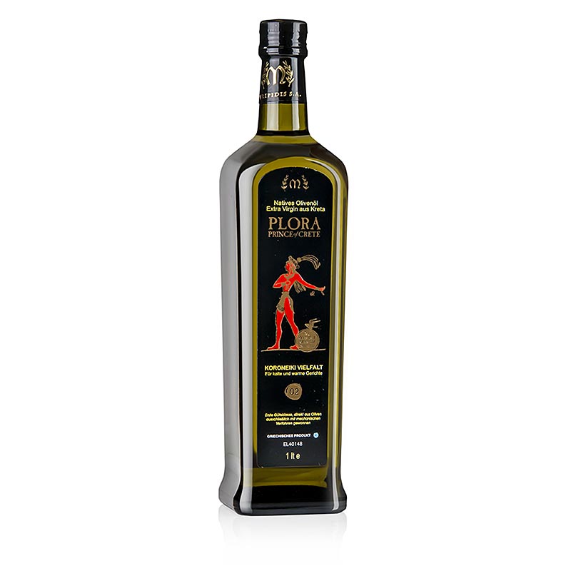 Natives Olivenöl Extra, Plora Prince of Crete, Kreta, 1 l - Mild-würziges Olivenöl Extra Nativ aus handgeernteten Koroneiki Oliven von der Familie Melabianakis im Süden Kretas, ideal für Dressings, Marinaden und Antipasti