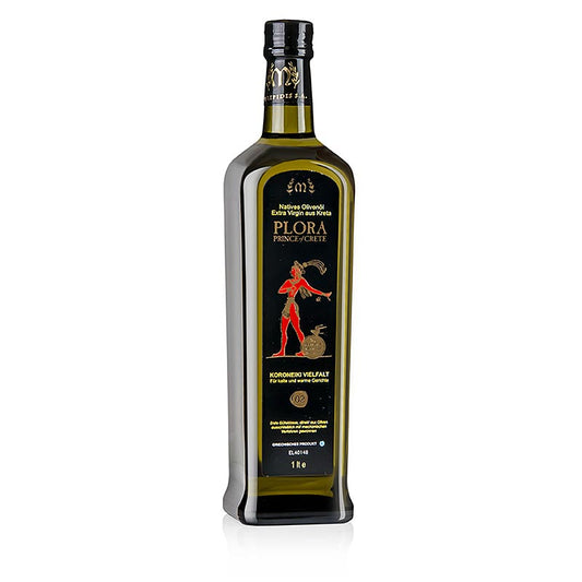Natives Olivenöl Extra, Plora Prince of Crete, Kreta, 1 l - Mild-würziges Olivenöl Extra Nativ aus handgeernteten Koroneiki Oliven von der Familie Melabianakis im Süden Kretas, ideal für Dressings, Marinaden und Antipasti