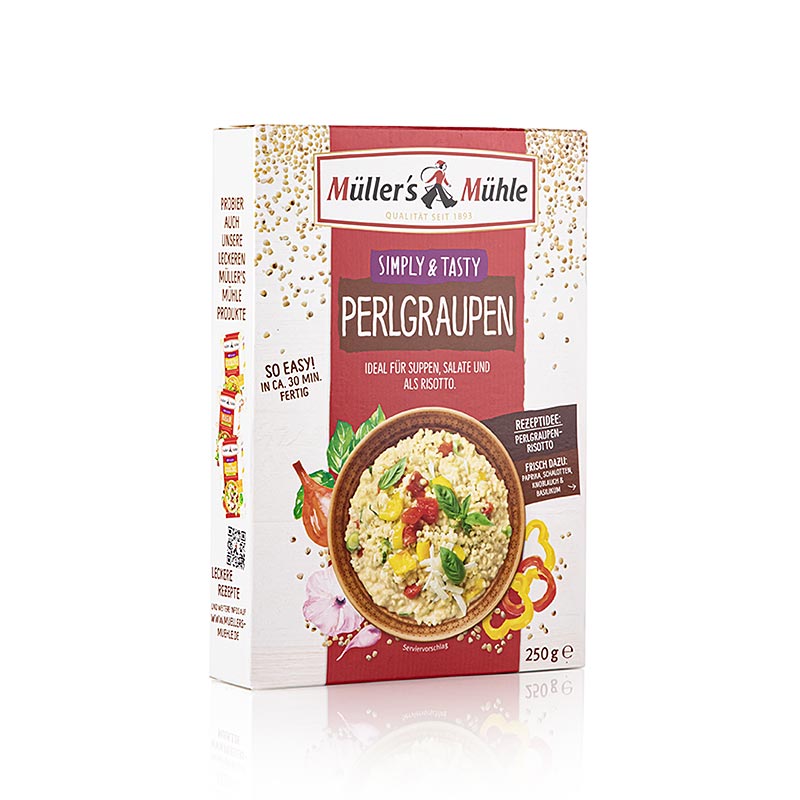 Perlgraupen, mittel, 250 g - Geschälte und geschliffene Gerstenkörner als Verdickungsmittel in Suppen und Eintöpfen Reich an Kohlenhydraten und Eiweiß, in grob oder fein erhältlich