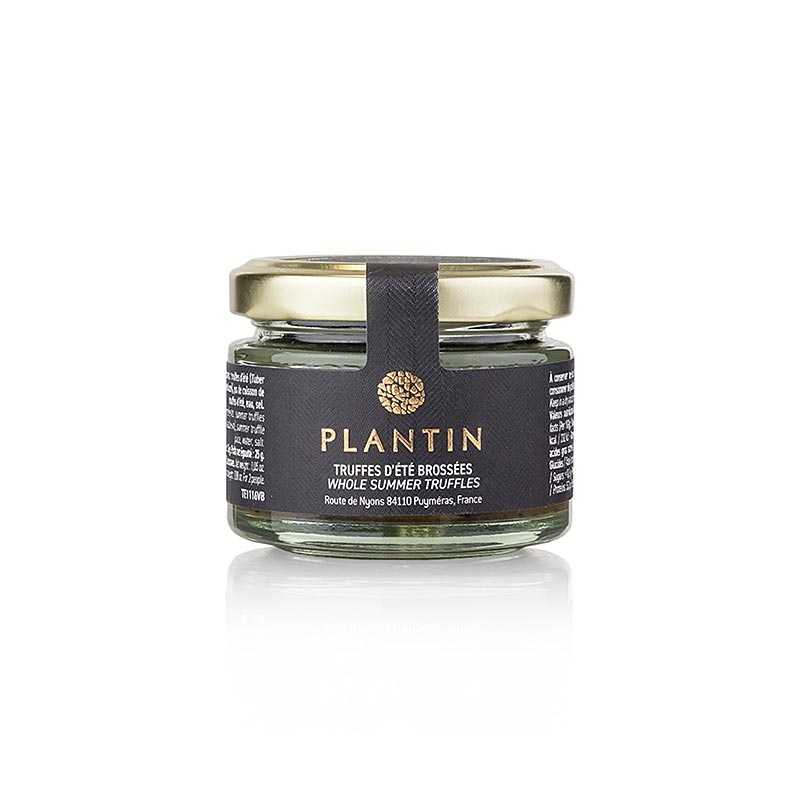 Sommertrüffel, ganze Trüffel, Plantin, 30 g - Runde und schöne Sommer-Trüffel in Trüffelsaft, perfekt für Terrinen, Saucen und Frischkäse