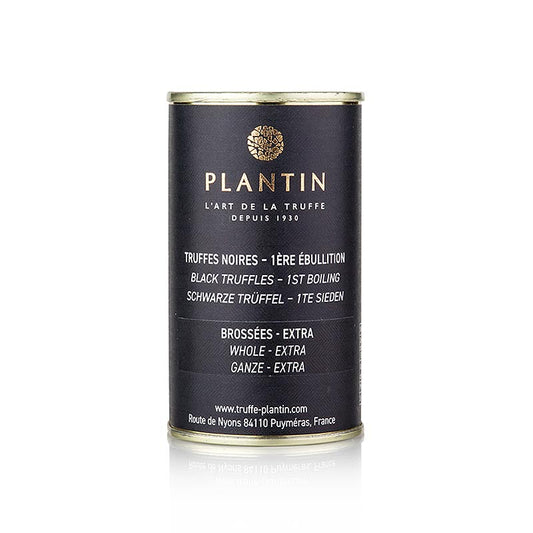 Winteredeltrüffel extra (Tuber Melanosporum), ganze Trüffel, rund, Plantin, 105 g - Runde und schöne Trüffel in Salz und Trüffelsaft eingekocht, ideal für Terrinen, Pasteten, Saucen und Frischkäse