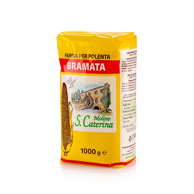 1 kg Packung mittelfeiner Bramata Maisgrieß, glutenfrei und nussig im Geschmack, geeignet für Aufläufe, Brei und Klöße