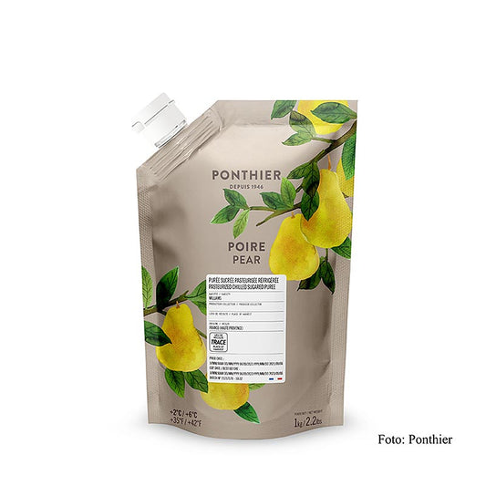 Fruchtpüree Birne mit Zucker, 1 kg - Intensive Farbe und authentischer Geschmack für gehobene Küche, ideal für Torten, Gebäck, Dessert oder Eis