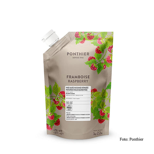 Fruchtpüree Püree Himbeere 1 kg von Ponthier mit intensivem süß-säuerlichem Aroma, ideal für Torten, Gebäck, Dessert oder Eis
