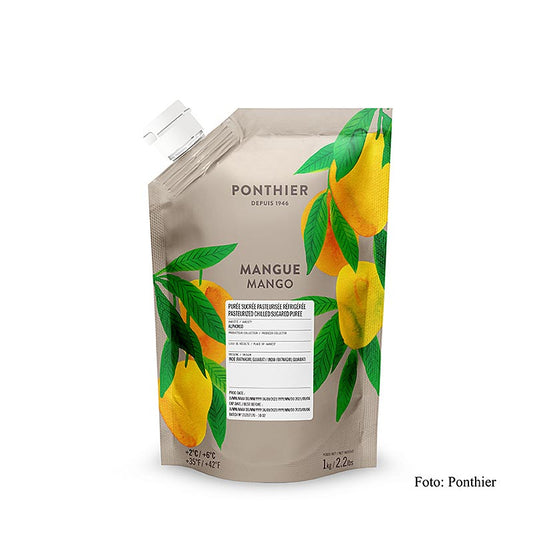 Fruchtpüree aus süßen, schmelzigen Mangos mit Zucker, ideal für Torten und Desserts