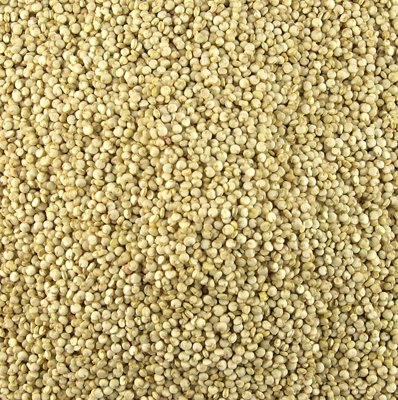 Bio Royal Quinoa, ganz, hell, das Wunderkorn der Inkas, Bolivien, DE-ÖKO-001, 1 kg - Produktbild mit stärkehaltigen Samen, ähnlich Hirse, aus den 2800 bis 4000 Meter hohen Tälern der Anden, geeignet für Suppen, Kuchen und Kroketten