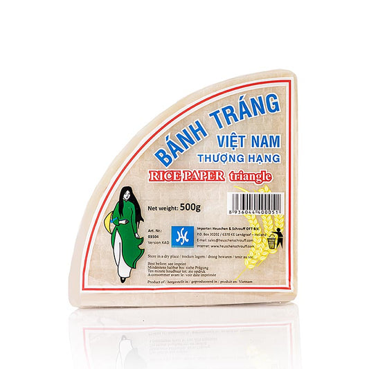 Reispapier, dreieckig, 15cm Seitenlänge, 500 g, 57 Blatt für Frühlingsrollen und Teigtaschen geeignet