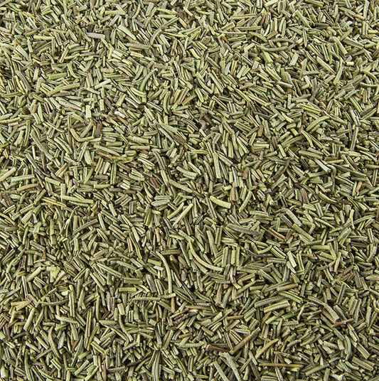 Getrockneter Rosmarin in einer Verpackung von 1 kg, ideal für Fleischgerichte wie Lamm, Kalb und Wild, sowie für Pizza, Focaccia, Nudeln und Risottos