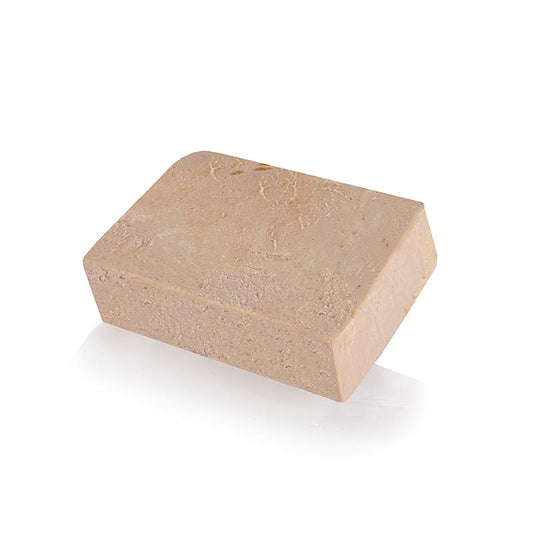 Feine Gänsestopfleberblock mit Stücken, Foie Gras, Trapezform, Halbkonserve, Rougié, 500 g - Hochwertiges Produkt mit 88% Stopfleberanteil, dezent gewürzt, marinierte Stopfleberstücke, traditionelle Trapezform, attraktives Schnittbild, ideal mit Brinjal Auberginen Pickle (Art 20909) serviert