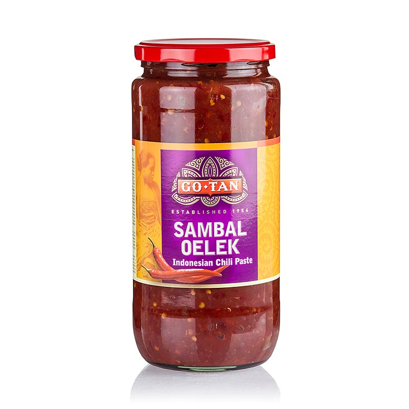 Sambal Oelek, Go Tan, 1 kg - Traditionelle scharfe indonesische Chili Paste mit Chilischoten, Salz, Pfeffer, Zwiebeln, Knoblauch, Zitrone, und Krabbenextrakt, enthält auch Chilischotenkerne