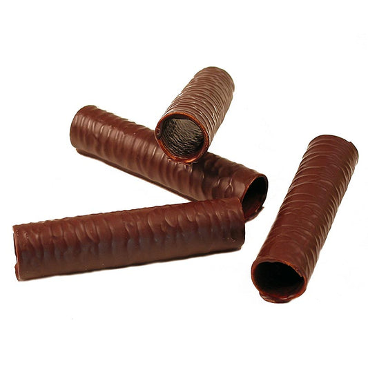 Hohlhippen, innen & außen mit dunkler Schokolade, ø 2,5x10,5cm, 1,65 kg, 100 St - Leckere Hippenrollen aus Keks, umhüllt mit Schokolade, ideal für Süßspeisen und zum Füllen mit Cremes und Eis