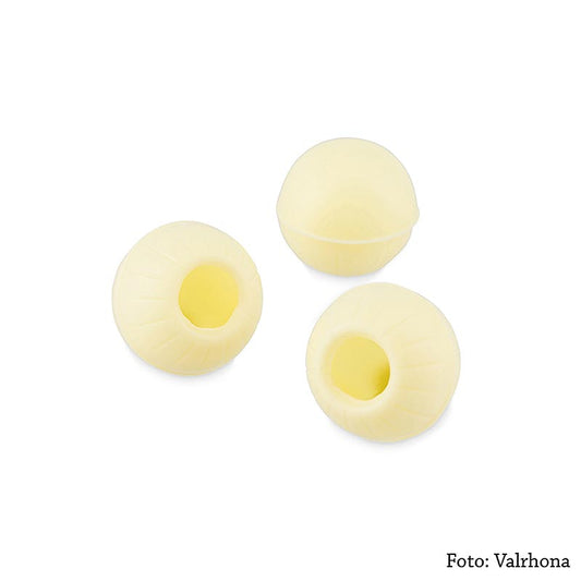 Trüffel-Hohlkugeln, weiße Schokolade, ø 25mm, Valrhona, 1,3 kg, 504 St - Hochwertige Trüffelhohlkugeln aus weißer Schokolade, ideal zum Befüllen mit individuellen Füllungen wie Whisky, Kirsche, Sahne, Butter, Rum und Champagner