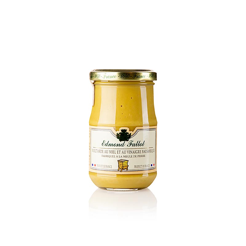 Fallot - Senf, fein, mit Balsamessig und Honig, 190 ml - süßlich-scharfer Senf, ideal für helles Fleisch und Salatvinaigrette