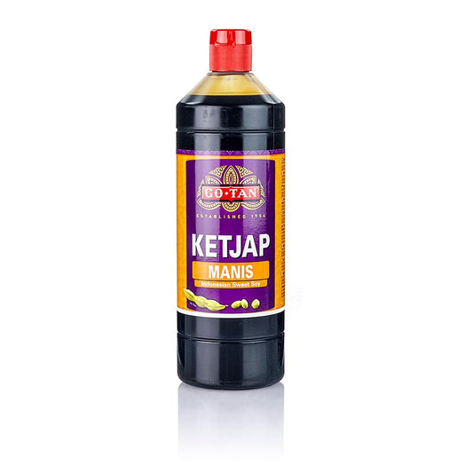 Süße 1 l Flasche Soja-Ketjap Manis, traditionell indonesische Rezeptur, ähnlich wie Kikkoman mit Honig und Demi Glace, auch in 250 ml erhältlich