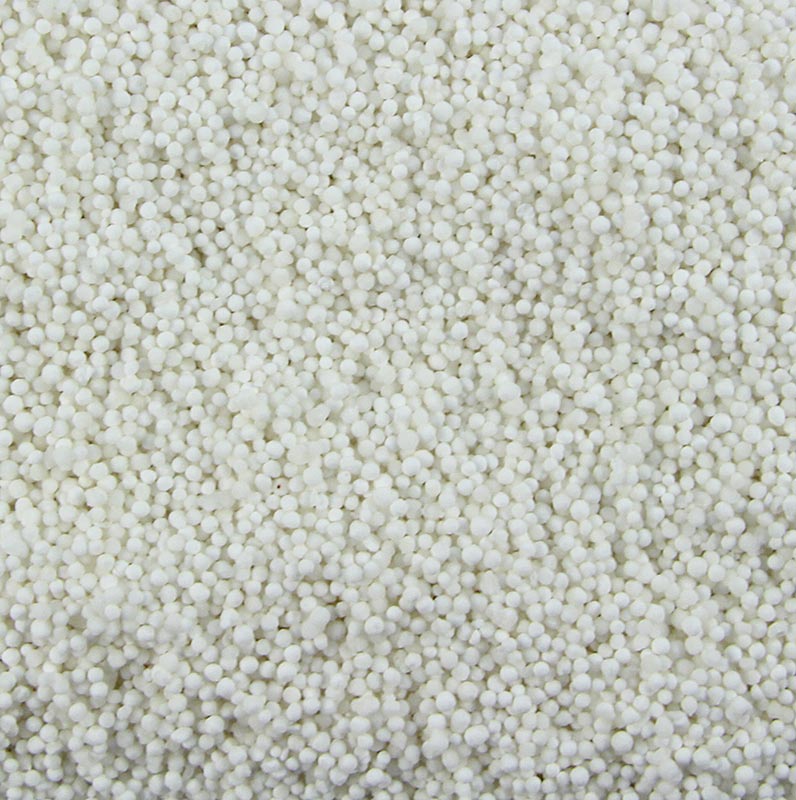 Tapiokaperlen, weiß, ø ca 2mm, 400 g - Produktbild für die Zubereitung von Tapioka als beliebtes Bindemittel zum Andicken von Süßspeisen Einfache Handhabung im Vergleich zu Mehl Anleitung: Perlen einzeln in wallendes Wasser oder Sauce (Frucht) geben und ca 15 Minuten langsam köcheln lassen Anschließend aus dem Fond nehmen und in kaltes Wasser oder Saft geben, wenn einzeln gewünscht