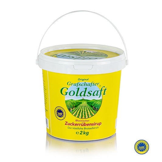 Zuckerrübensirup - Zuckerrübenkraut, Grafschafter Goldsaft, ggA, 2 kg - Süßer und würziger Sirup aus Zuckerrüben, ideal für Weihnachtsgebäck und als Brotaufstrich, beliebt im Rheinland und vielseitig einsetzbar, auch in 450g und 5 kg erhältlich