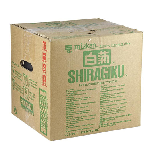 Sushi Reiswein-Essig, Shiragiku, mit Salz, Mizkan, 20 l - Würziger Sushi-Essig für süß-saure Geschmacksrichtungen in Dressings, Marinaden, Saucen, Dips und Reisgerichten