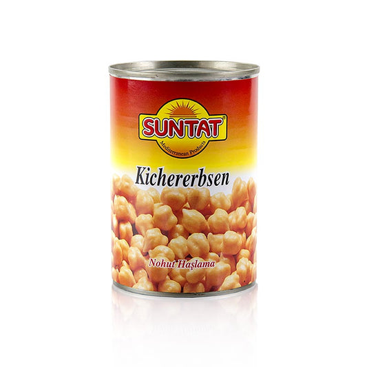Kichererbsen in Salzlake von Suntat, 400 g - vielseitig verwendbar für Püree, Eintöpfe, Beilagen und Salate Vor dem Verarbeiten gründlich mit klarem Wasser abspülen