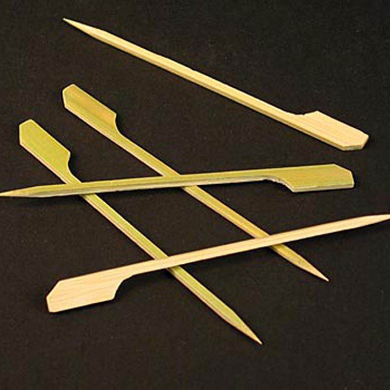 Packung mit 250 Bambus-Spießen, 12cm lang, mit Blattende, ideal für mittelgroße Saté-Spieße