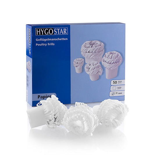 Manschetten, Papillotes Gigot, 25 mm, für Hammel-, Lamm- und Rehkeulen, 50 St