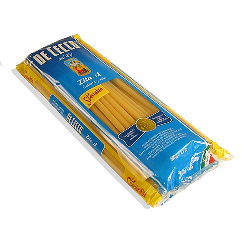 Hochwertige De Cecco Zita Makkaroni Nr 18, 4-6mm, 24cm, 12kg, 24x500g, vielseitige Pasta