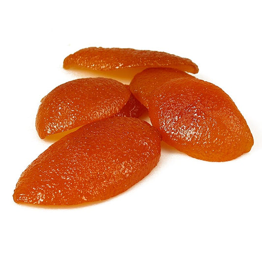 Kandierte Orangenschalen, geviertelt, Corsiglia Facor, 2,5 kg - hochwertiges Orangeat mit authentischem Geschmack und leuchtender Farbe, nicht übersüßt und von semi-weicher Konsistenz, hergestellt aus ölhaltigen Schalen von Bitterorangen, aufwändig verarbeitet zu süßem, aromatisch-bitterem Genuss