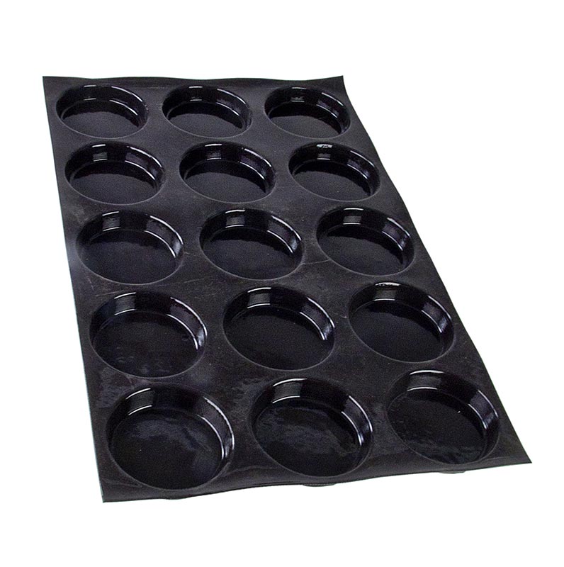 Flexipan Matte 60x40cm, 15 Florentinerformen, rund, ø 10,2cm, 20mm tief, No0112, 1 St - Hochwertige und langlebige Backform aus Silikongewebe und Glasfaser, geeignet für süße und herzhafte Rezepte, Temperaturbeständigkeit von -40 °C bis +280°C, Volumen ca 140ml