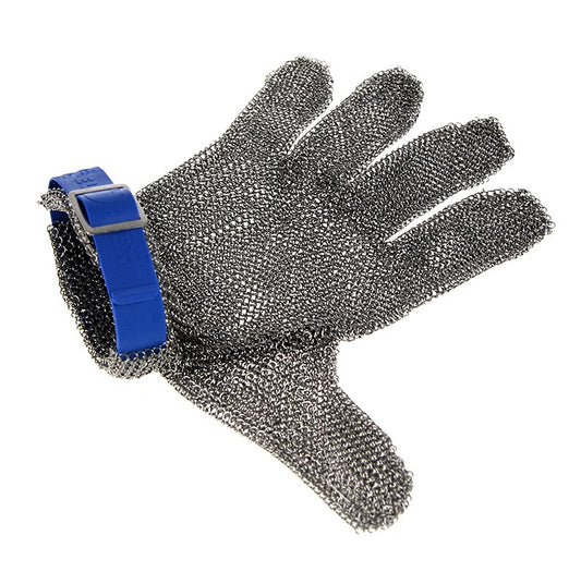 Austernhandschuh Euroflex - Kettenhandschuh, Größe L (3), blau, 1 St - Vielseitig einsetzbarer Handschuh in blauer Farbe, geeignet für Rechts- und Linkshänder in Größe L (3)