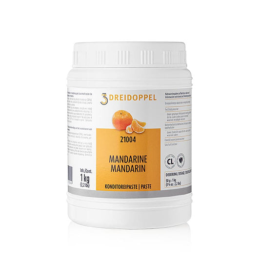 Fruchtpaste Mandarinen-Paste von Dreidoppel, No210, 1 kg, zum Aromatisieren von Cremes, Sahne, Quark, Desserts, Pralinen, Eis