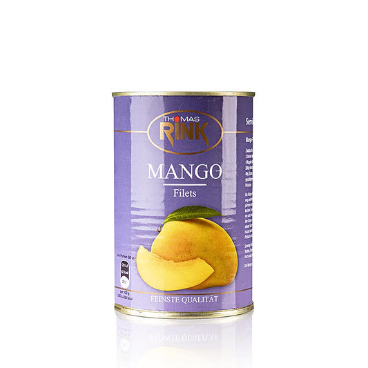 Mango Filets, gezuckert, 425 g - Alphonso-Mango von feiner Qualität, ideal zum Garnieren von Obsttorten, Desserts und sogar zu Fisch und Krustentieren
