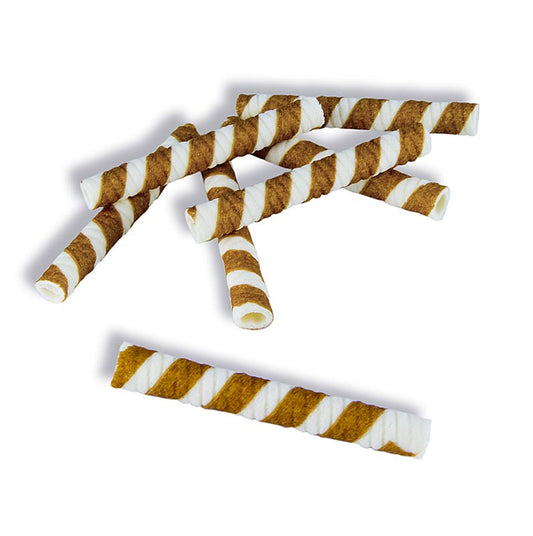 Hohlhippen - Bicolore, zweifarbig, schoko/naturell gestreift, 9cm, 800 g, 250 Stück - knusprige Leckerbissen für Desserts und Kuchen, ideal für Hobbyköche und professionelle Konditoren, 800 Gramm Gesamtgewicht