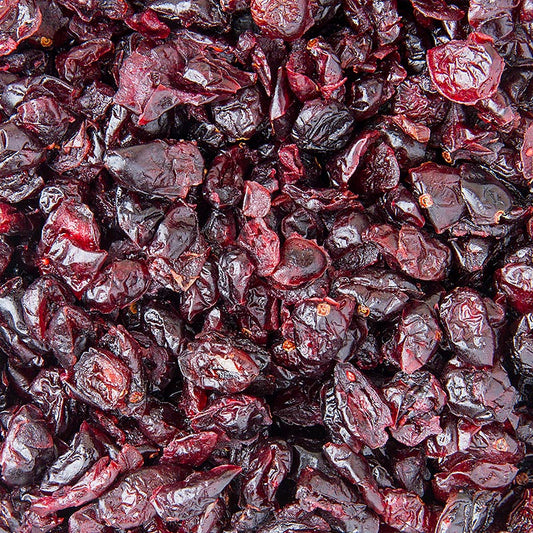Cranberries/baies de mousse, séchées, non sulfurées, sucrées, claires, USA, 1 kg
