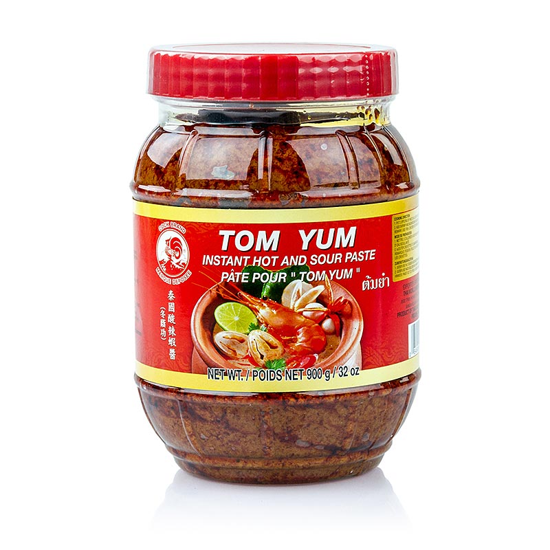 Tom Yum Paste, scharf und sauer für Suppen, 900 g - Würzige Paste aus frischem Zitronengras und feurigem Chilipfeffer, ideal für die Zubereitung von Thailands beliebtester Suppe mit Shrimps, Pilzen, Fisch, Hühnchen, Gemüse und anderen Fleischsorten