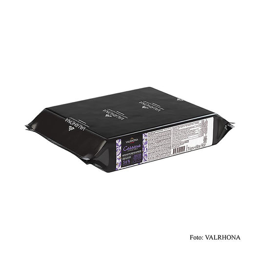 Valrhona Caraque, dunkle Couverture, Block, 56% Kakao, 3 kg - Schokolade mit mildem und etwas bitterem Geschmack, ideal für Konditorwaren, Formen, Überzug, Füllungen und Eisherstellung