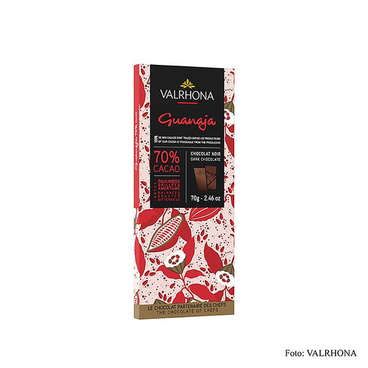 Valrhona Guanaja - Bitterschokolade mit Kakaonibs, 70% Kakao, 70 g - edelbitter und elegant, feine Bitternoten, aromatische Fülle und warme Noten, perfekte kleine Aufmerksamkeit